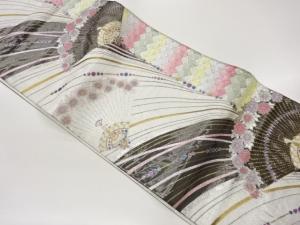 佐賀錦　孔雀・花々・菱模様織り出し袋帯
